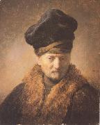 REMBRANDT Harmenszoon van Rijn Bust of an old man in a fur cap (mk33) oil painting